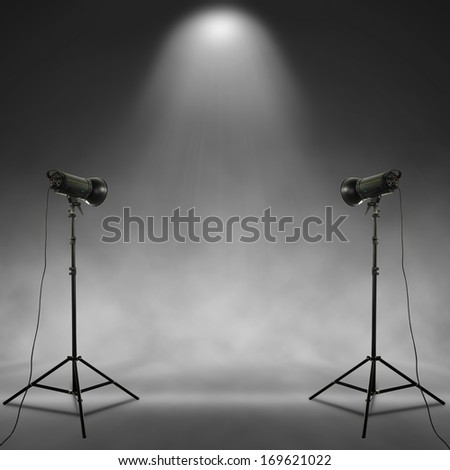 gray background and lamps 