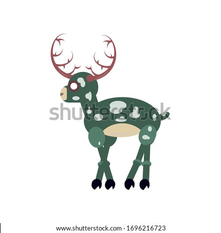 Walking Dead Animals - a deer with cloud-shaped stains on its body with black hooves and branchy horns.
