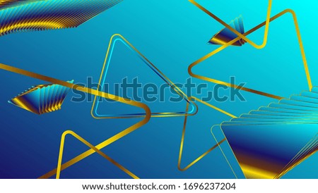 Musical abstraction of geometric shapes. In gold and blue. Vector background in harmony 3d colors. eps 10.