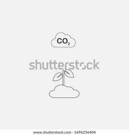 climate change icon vector carbon dioxide plant growth and deforestation icon