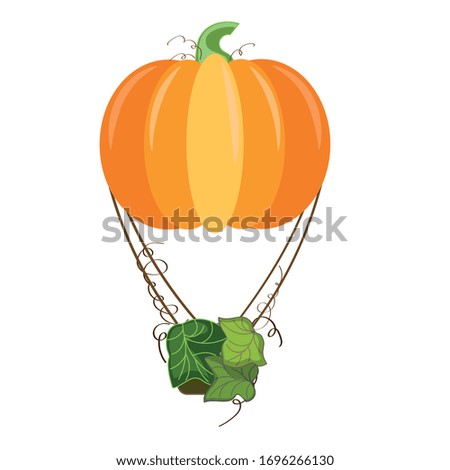 hot air balloon in the shape of a pumpkin on a white background