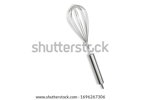 Whisk silver isolated on white view. Top view(Flat lay) on food tool with Clipping Path. Royalty-Free Stock Photo #1696267306