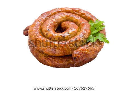 Beautiful photo home made meat  sausage to make good tasty.