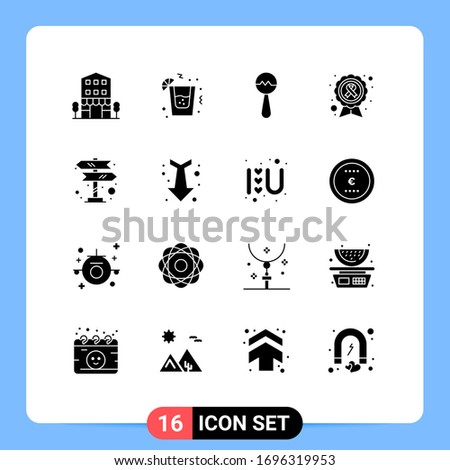 Group of 16 Modern Solid Glyphs Set for road trip; disease; instrument; cause; cancer Editable Vector Design Elements