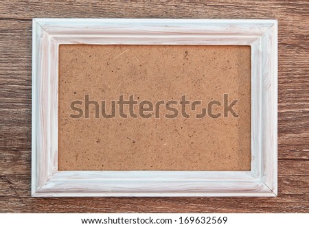 empty picture frame on wooden background