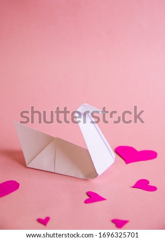 Paper Boat on Pink Heart Paper