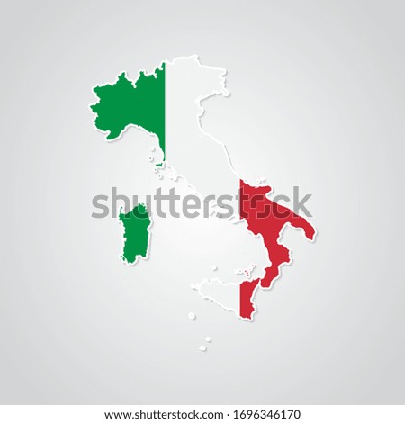 Sticker in form of Italy map in flat style. Vector Illustration Eps10.