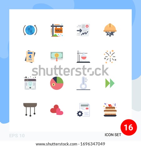 Stock Vector Icon Pack of 16 Line Signs and Symbols for labour; gear; file; day; chart Editable Pack of Creative Vector Design Elements