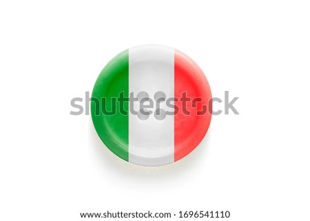 button with the colors of Italy on a totally white background