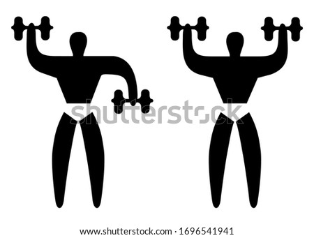 Pictogram set of muscle training using dumbbells