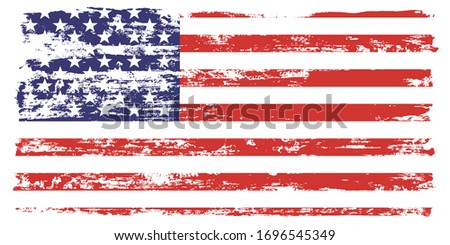 Grunge USA Flag. American flag brush paint texture. Distressed Us symbol, Vector Illustration for Celebration Holiday 4 of July American President Day, star and stripes