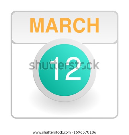 Design calendar icon in trendy style. Daily sign of the calender for web site design, logo, app, UI/UX. Vector illustration symbol of a calendar. Spring March 12