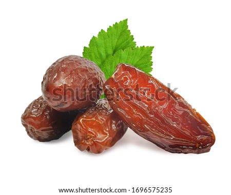 Dates fruit or kurma, isolated on white background. Royalty-Free Stock Photo #1696575235