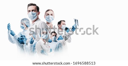 team of medical professionals on a white background Royalty-Free Stock Photo #1696588513