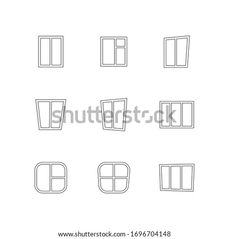 Window icon set outline over white sign
