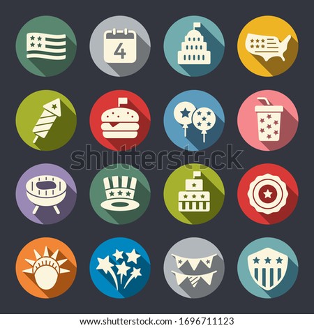 United States of America Independence Day, 4th of July vector icons