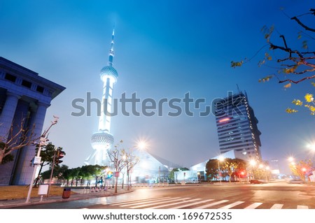 the night view of the lujiazui financial centre in shanghai china