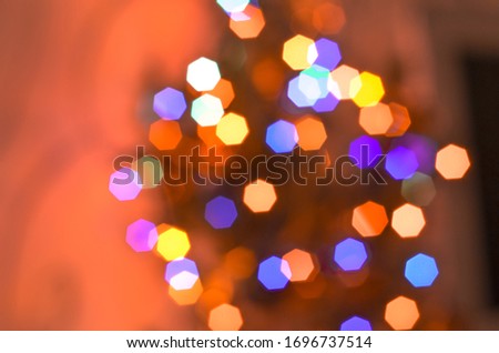rhombus bokeh in shape of Christmas tree, abstract bright picture, holiday mood