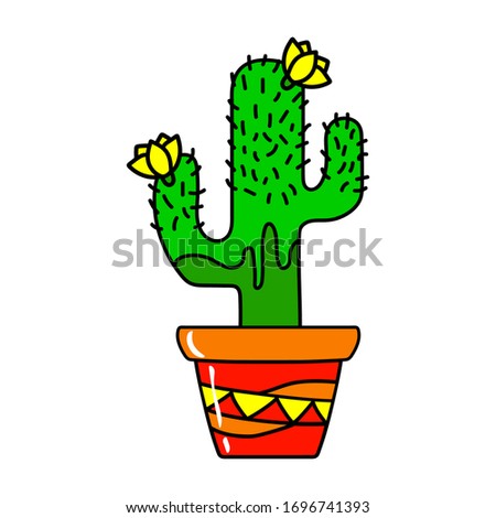 Mexico cacti. Cartoon comic cactus.