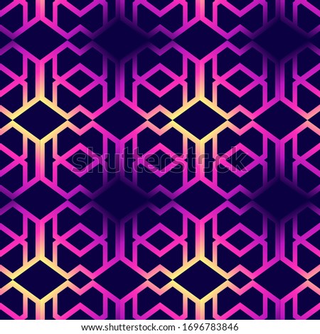 Abstract geometric seamless pattern. Neon gradient vector wallpaper. 