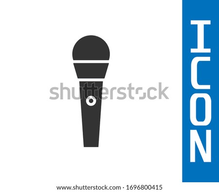 Grey Karaoke icon isolated on white background. Microphone and monitor.  Vector Illustration