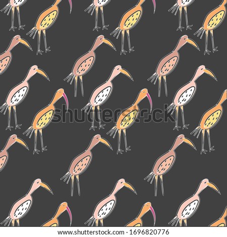 Vector hand drawn crane birds in different positions set. Sketch flying white animals taking off, cleaning feathers, standing. Elegant storks, symbols of china and asia.