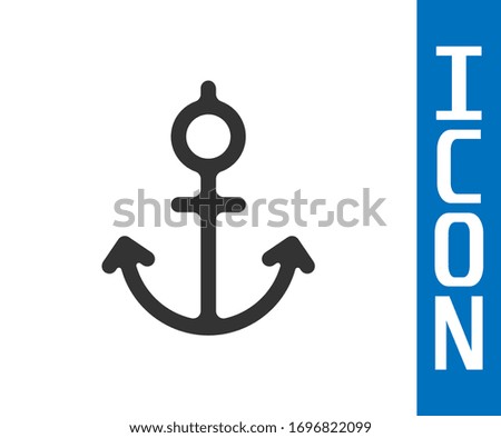 Grey Anchor icon isolated on white background.  Vector Illustration