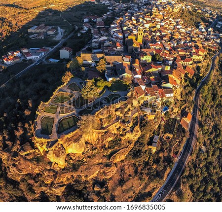 Aerial view in Fermoselle, Zamora. Spain. Drone Photo