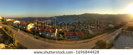 Panaromic view of Foca (in EN: Phokaia) in the city of Izmir, Turkey from the hill.