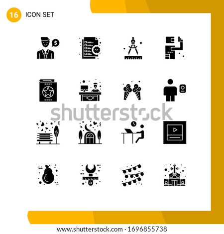 Pack of 16 Modern Solid Glyphs Signs and Symbols for Web Print Media such as education; killer; time; kill; assassin Editable Vector Design Elements