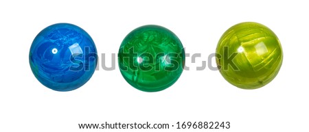 Set of Bowling ball green blue light green. Isolated on a white background close-up.