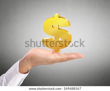 hand holding the Golden dollar simbol 
