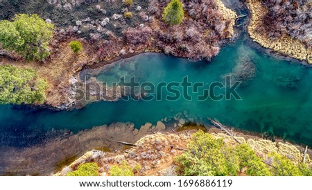 Deschutes River from above. Near Bend, Oregon. Royalty-Free Stock Photo #1696886119