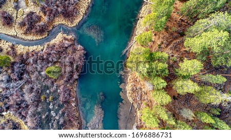 Deschutes River from above. Near Bend, Oregon. Royalty-Free Stock Photo #1696886731