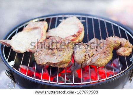 Grilling a steak on the BBQ