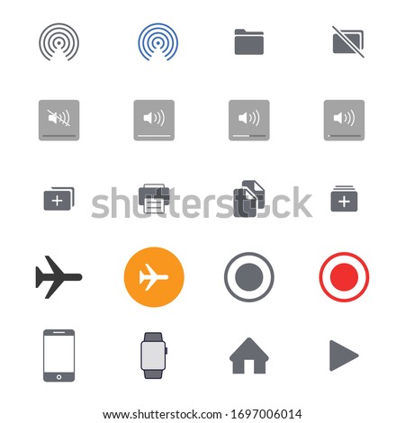 UI kit, device elements isolated on white background. Multimedia symbol modern, simple, vector, icon for website design, mobile app, ui. Vector Illustration