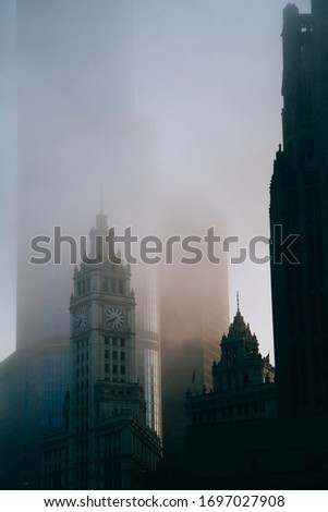 Sunset fog in Chicago, IL