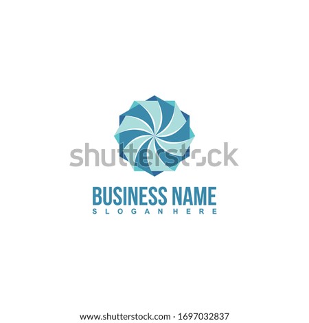 oriental blue flower logo vector