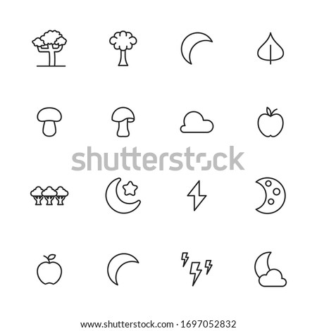 Stroke line icons set of autumn. Simple symbols for app development and website design. Vector outline pictograms isolated on a white background. Pack of stroke icons. 