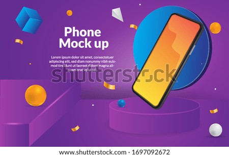 Smartphone Mock up with 3D Purple Background