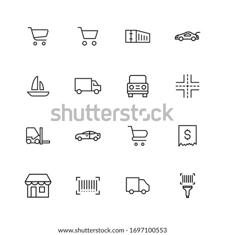 Stroke line icons set of commerce. Simple symbols for app development and website design. Vector outline pictograms isolated on a white background. Pack of stroke icons. 
