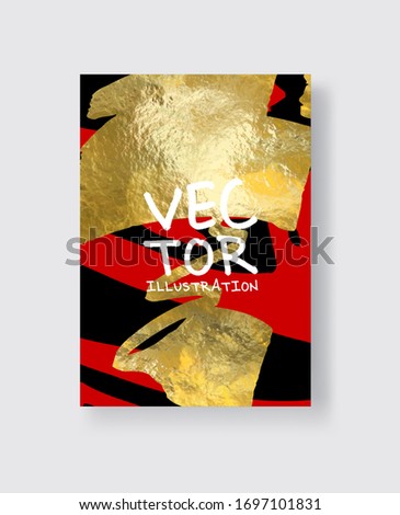 Vector Black Red and Gold Design Templates for Brochures, Flyers, Mobile Technologies, Applications, Online Services, Typographic Emblems, Logo, Banners and Infographic. Golden Abstract Background.