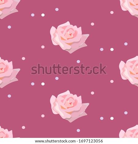 
Seamless vector pattern with the image of a rose flower and colorful circles on a contrasting background. Perfect for scrapbooking or wrapping paper.