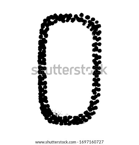 The letter O. Grunge ink alphabet, isolated on white background.  Vector illustration