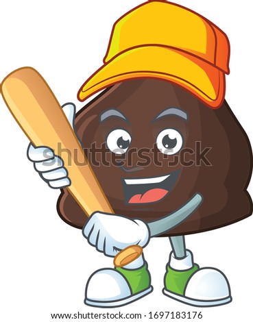 Chocolate conitos cartoon design concept of hold baseball stick