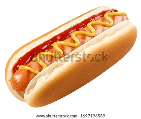 HOT DOG isolated on white background, clipping path, full depth of field Royalty-Free Stock Photo #1697196589