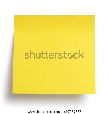 Close-up of a yellow blank sticker, isolated on white background Royalty-Free Stock Photo #1697289877