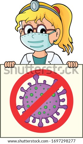 Doctor holding stop virus sign theme  - eps10 vector illustration.