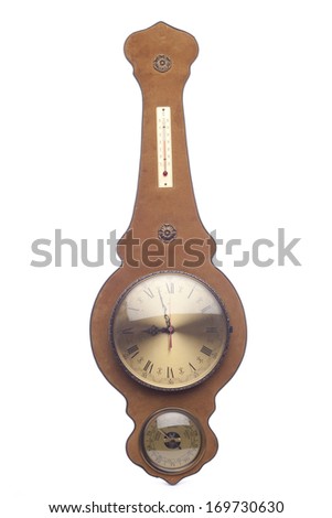 Antique marine barometer on a white background Royalty-Free Stock Photo #169730630