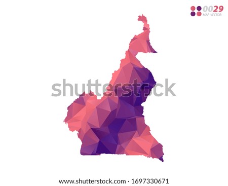 Vector of Cameroon map colorful polygon red triangle mosaic with white background. style gradient.